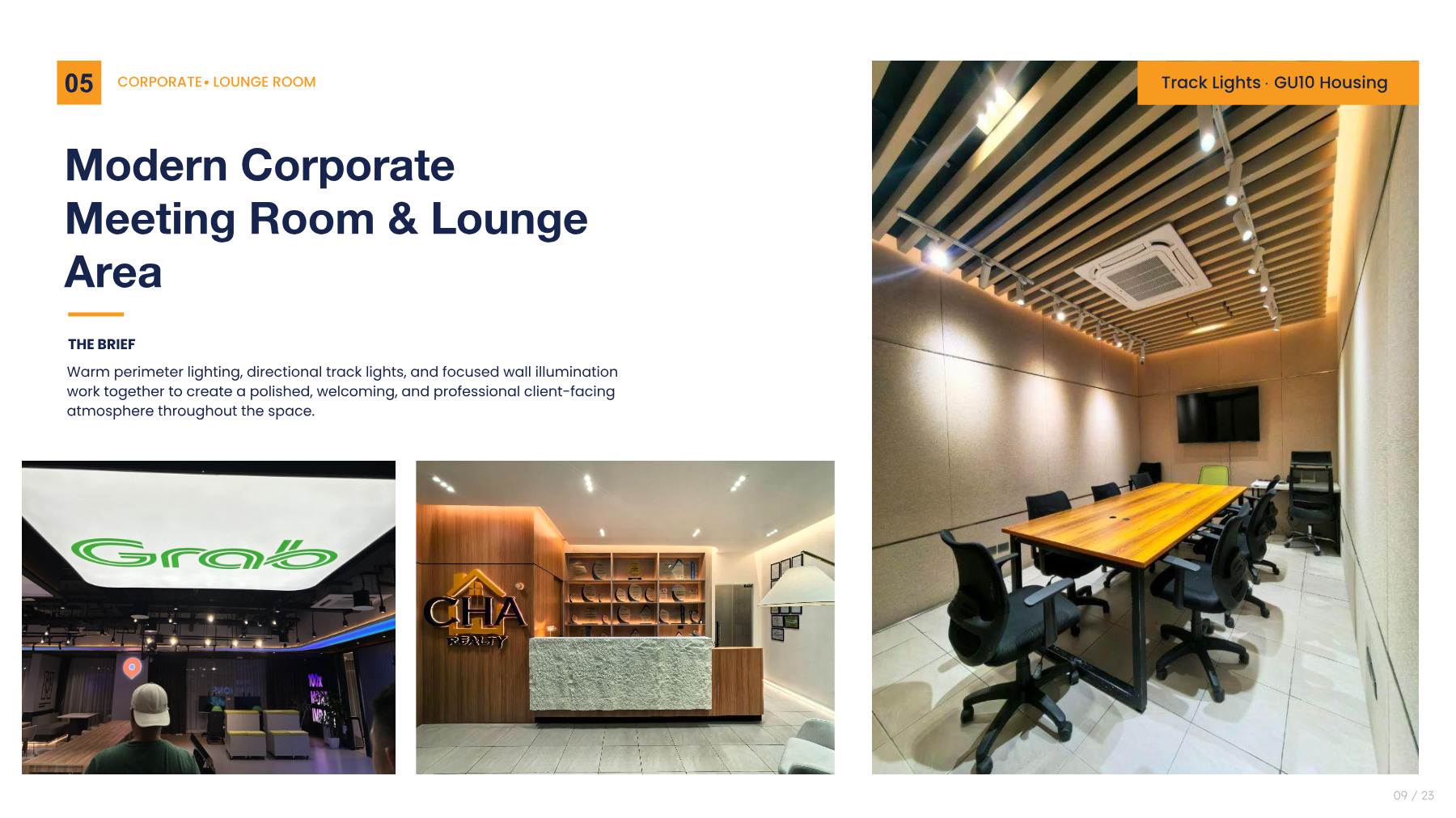Modern corporate meeting room and lounge area